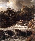 Jacob van Ruisdael Waterfall with Castle Built on the Rock painting